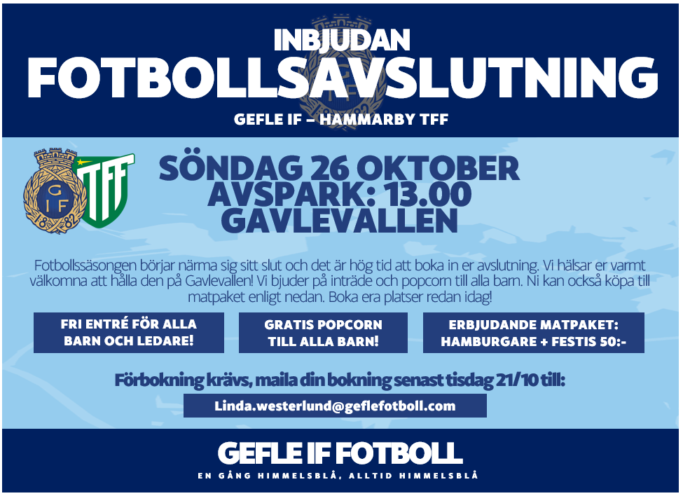 Inbjudan - Håll er avslutning på Gavlevallen!