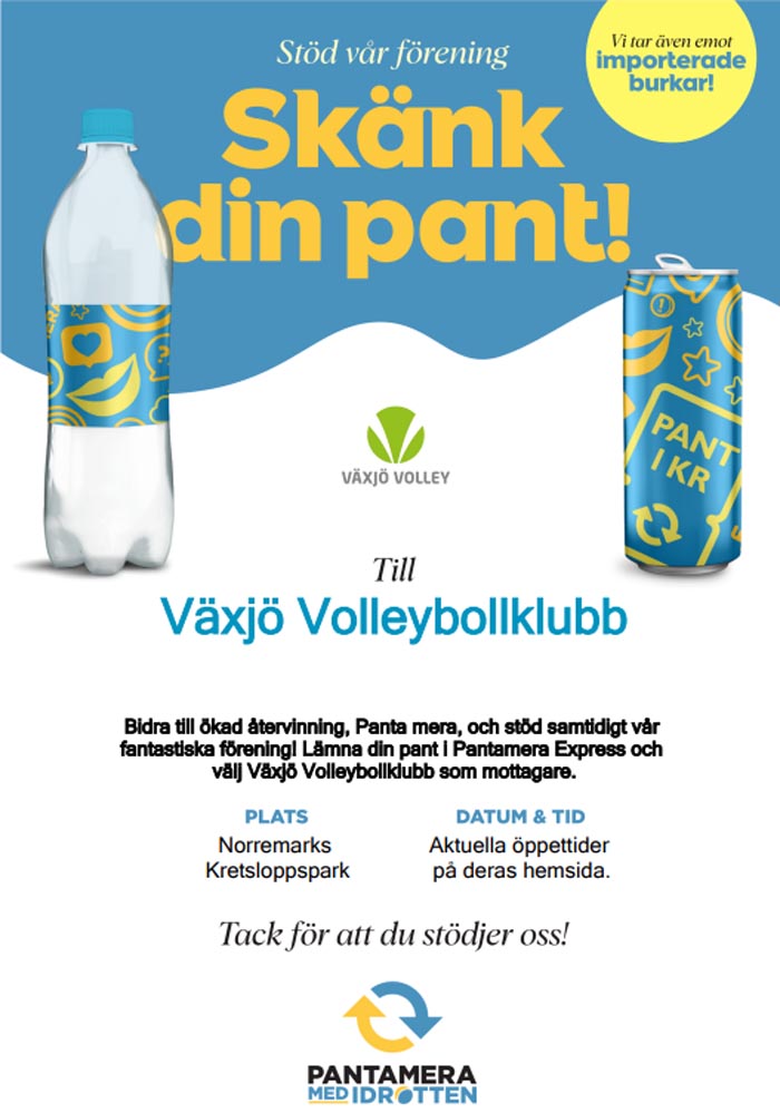 Stöd Växjö Volley med Pantamera