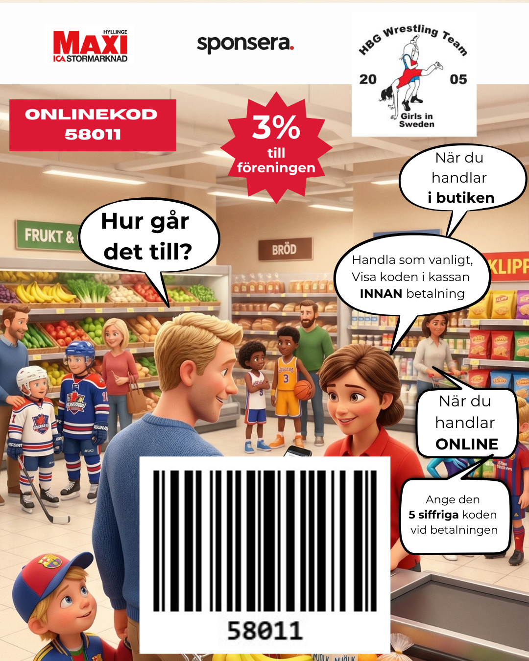 Streckkod för sponsring ICA Maxi Hyllinge