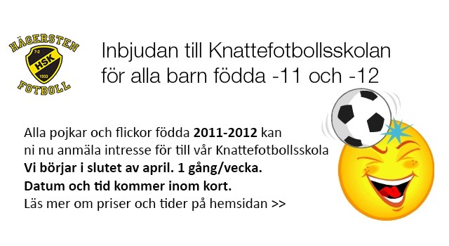 Inbjudan till Knattefotbollsskolan för barn födda -11 u0026 12