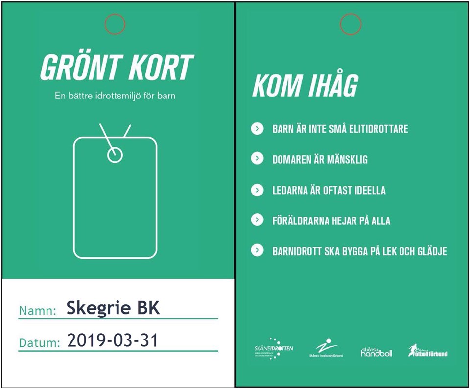 Grönt kort till Skegrie BK Skegrie BK