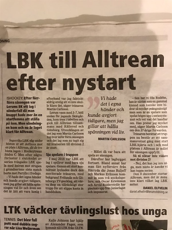 Dagens Lerums Tidning 27/11 | Lerums BK A-lag Herrar