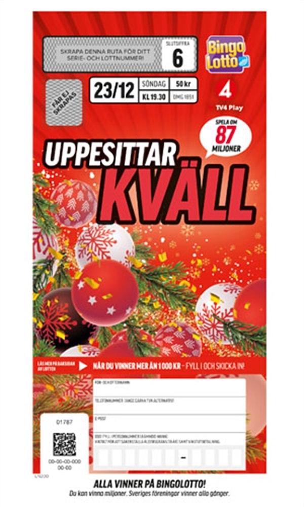 Bingolotter Till Uppesittarkvällen 23/12 Och Kalendrar | Mariebergs IK ...